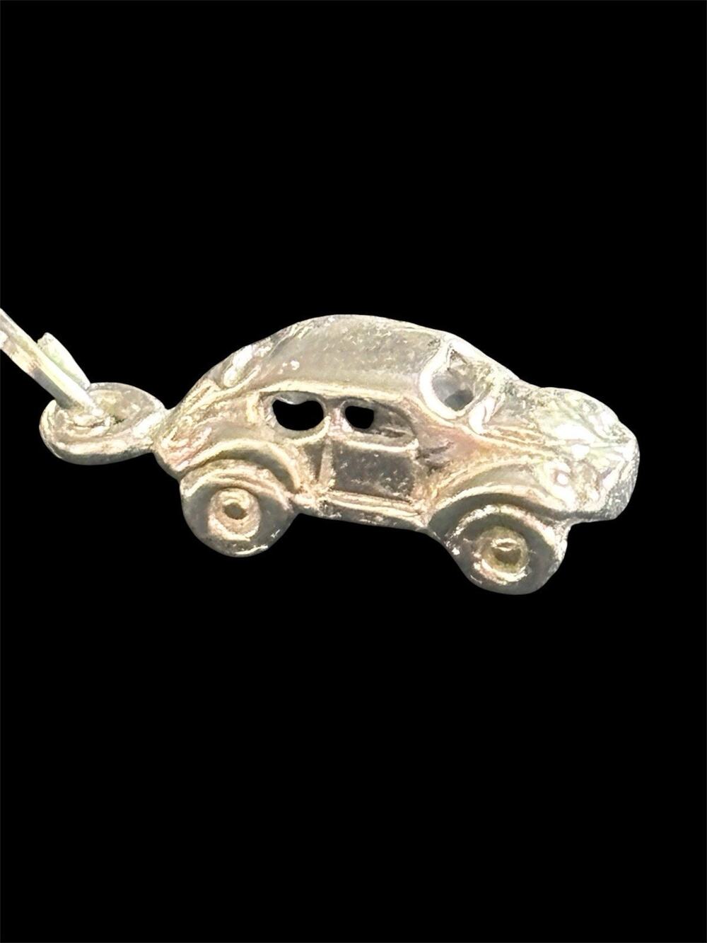 Vtg 3D Sterling Silver Volkswagen Beetle Punch buggy Charm 925 MCM